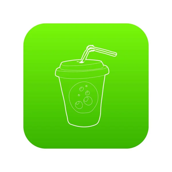 Műanyag pohár limonade zöld ikon-vektoros — Stock Vector