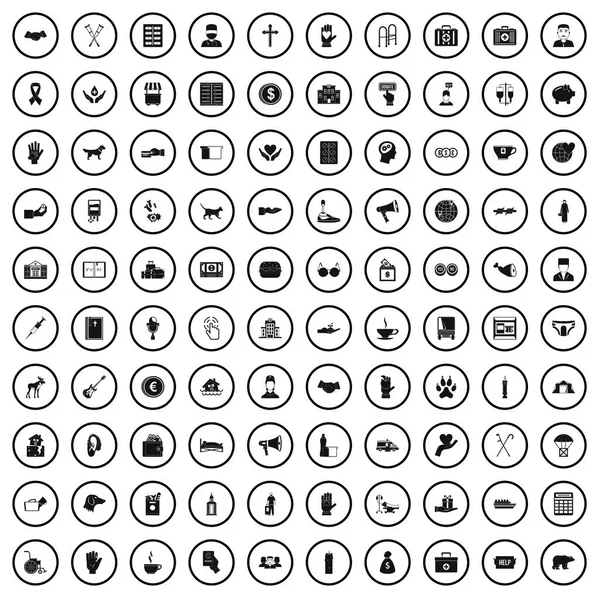 100 bağış Icons set, basit tarzı — Stok Vektör