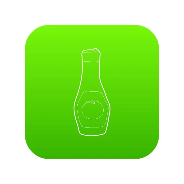 Bottle of ketchup icon green vector — Stock Vector