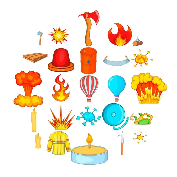 İtfaiyeci Icons set, karikatür tarzı