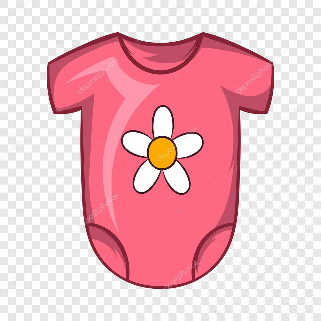 Pink baby bodysuit icon, cartoon style