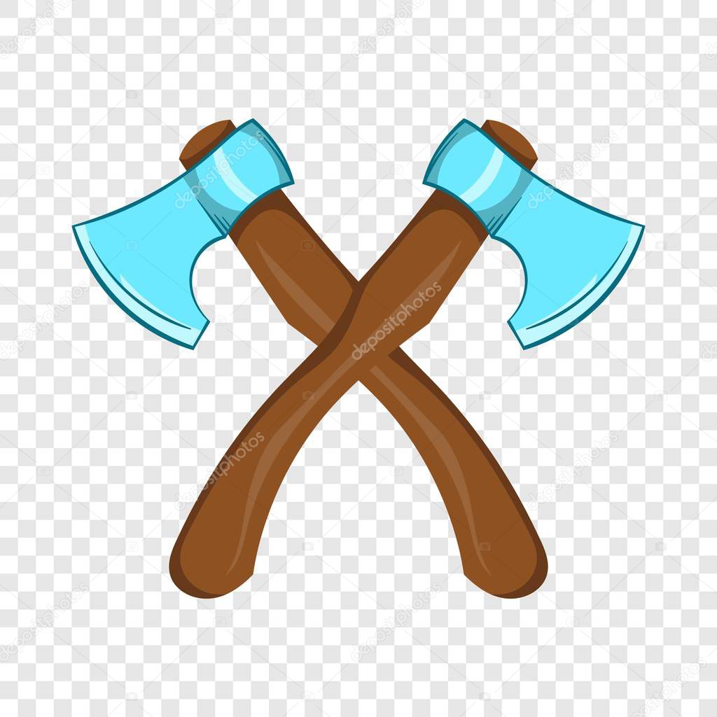 Two crossed axes icon, cartoon style