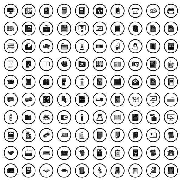 100 iconos de documento conjunto, estilo simple — Vector de stock