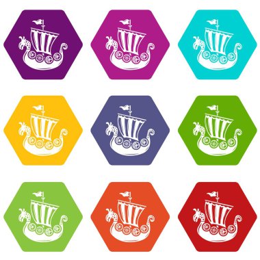 9 vektör Fırkateyn Icons set