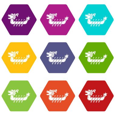 9 vektör Dragon Tekne Icons set