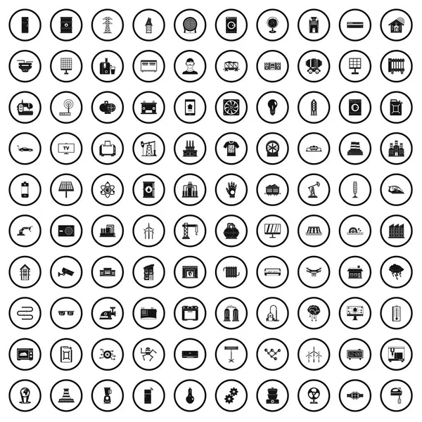100 elektrik mühendisliği Icons set, basit tarzı — Stok Vektör