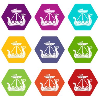 9 vektör askeri gemi Icons set