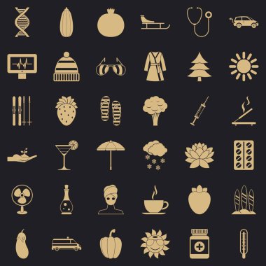 Kadın hap Icons set, basit tarzı