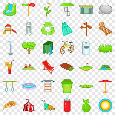 Şehir Parkı Icons set, karikatür tarzı