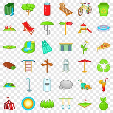 Yaz park simgeler ayarla, tarzı çizgi film