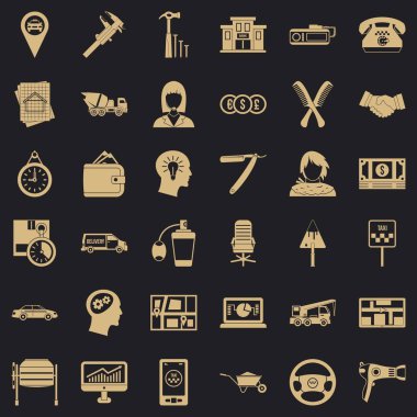 Teslim iş Icons set, basit tarzı