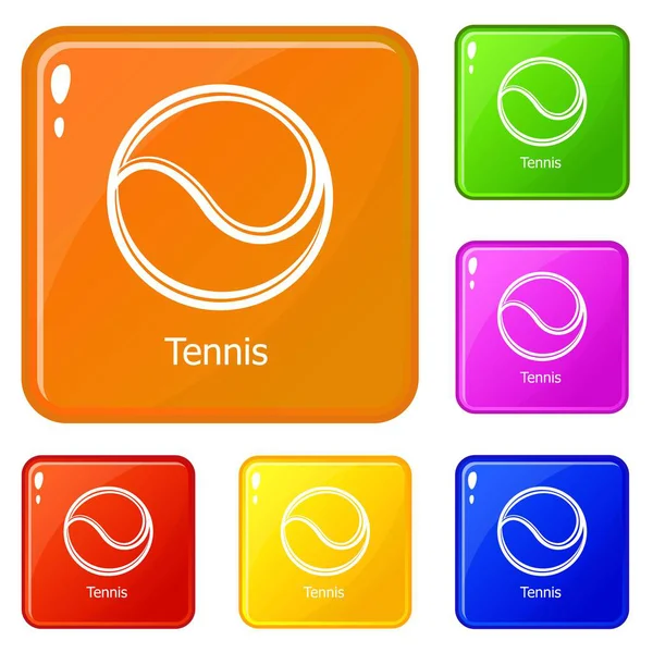 Tenis iconos de pelota conjunto vector de color — Vector de stock