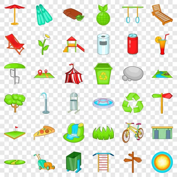 Kamu parki Icons set, karikatür tarzı