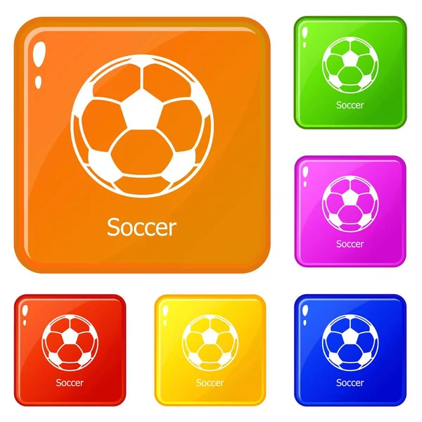 Voetbal bal iconen instellen vector kleur — Stockvector