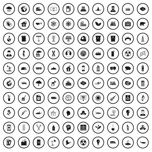 100 emisyon Icons set, basit tarzı — Stok Vektör