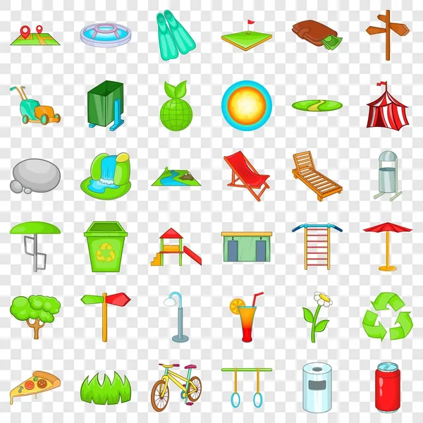 Dinlenme Parkı simgeler kümesi. 36 biIe park vektör simgeleri herhangi bir tasarım için web için çizgi film tarzı