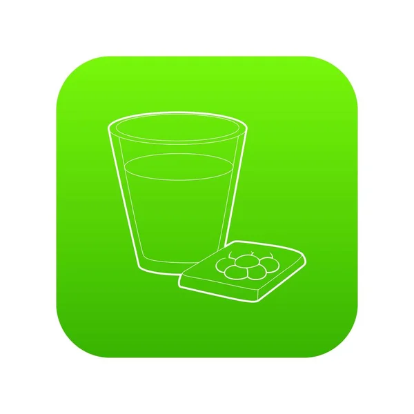 水と薬の緑のアイコン ベクトルのガラス — ストックベクタ