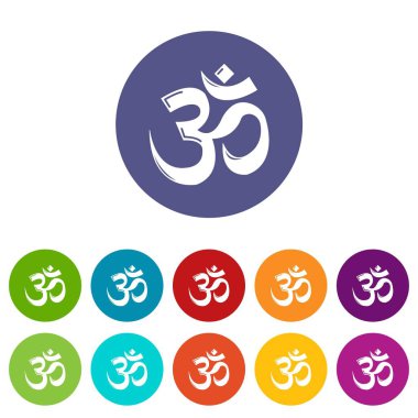 OM sembolü Hinduizm simgeler vektör renk ayarla