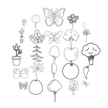 Flora Icons set, anahat tarzı çeşitliliği