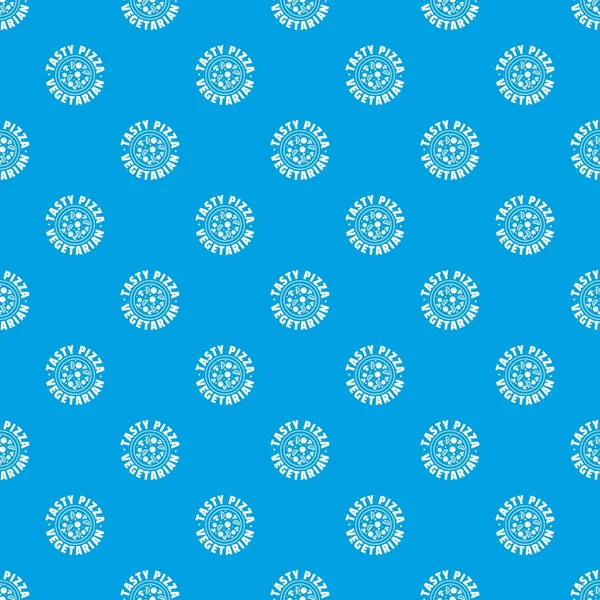 Pizza vegetarian pattern vector seamless blue — Stock Vector