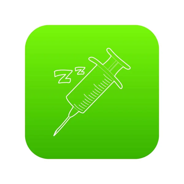 Drops injectie pictogram groen vector slapen — Stockvector