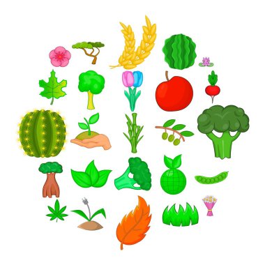 Icons set, karikatür tarzı ekmek