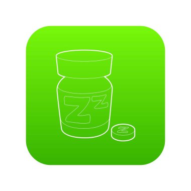 Uyku hapı yeşil simge vektör