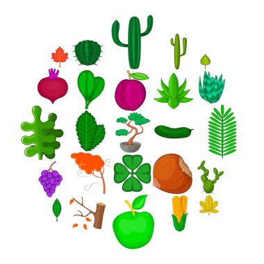 Yeşil alan Icons set, karikatür tarzı