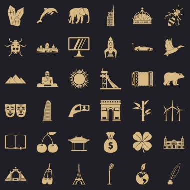 İyi dünya Icons set, basit tarzı