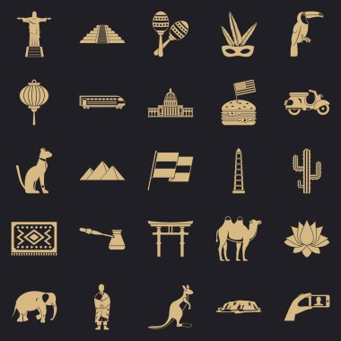 Orta Amerika Icons set, basit tarzı