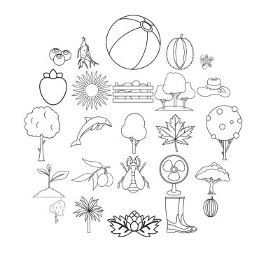 Güzelleşmek Icons set, anahat stili