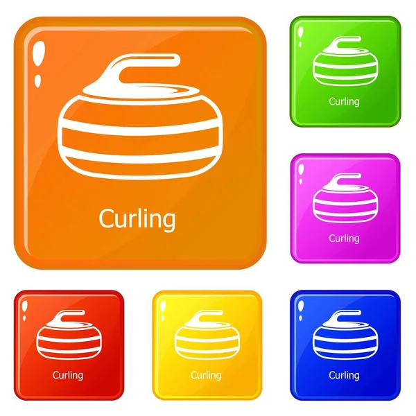 Curling iconen instellen vector kleur — Stockvector