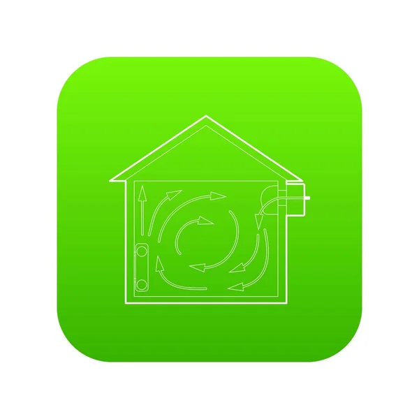 Ventilation icône de la maison vecteur vert — Image vectorielle