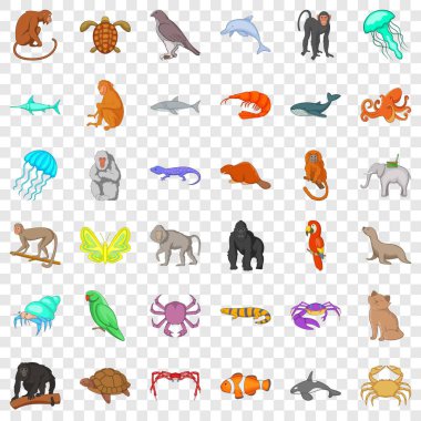 Farklı hayvanlar Icons set, karikatür tarzı