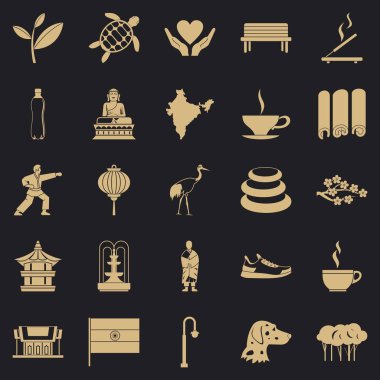 Dövüş sanatları Icons set, basit tarzı