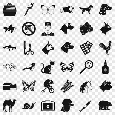 Hayvan tıp Icons set, basit tarzı