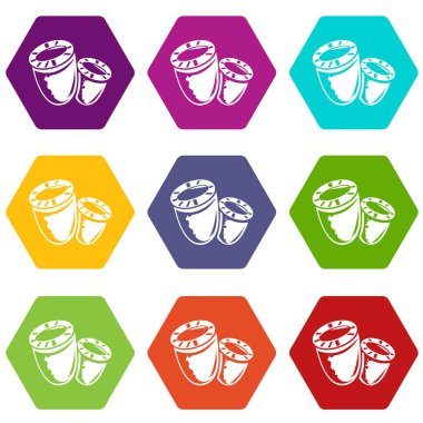 9 vektör mercan Icons set