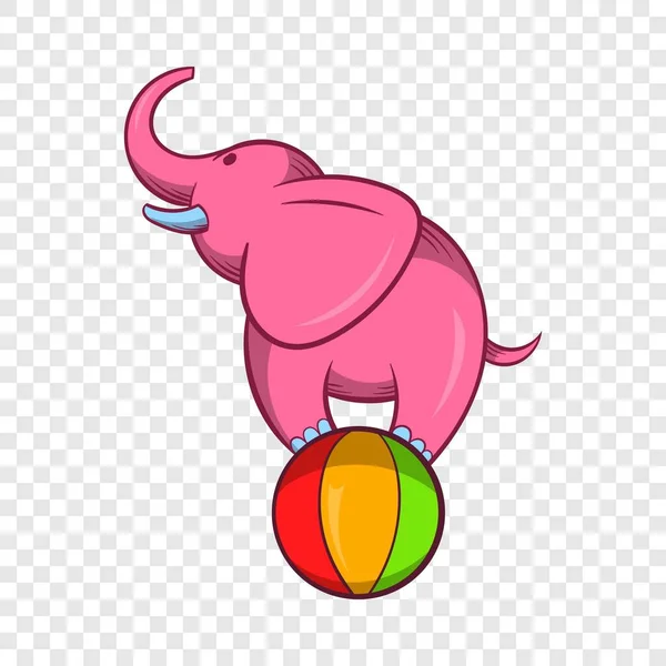 Elephant balancing on a ball icon, cartoon style — Stock Vector