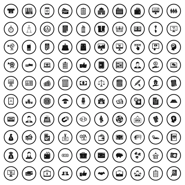 Set di 100 icone di aiuto finanziario, stile semplice — Vettoriale Stock