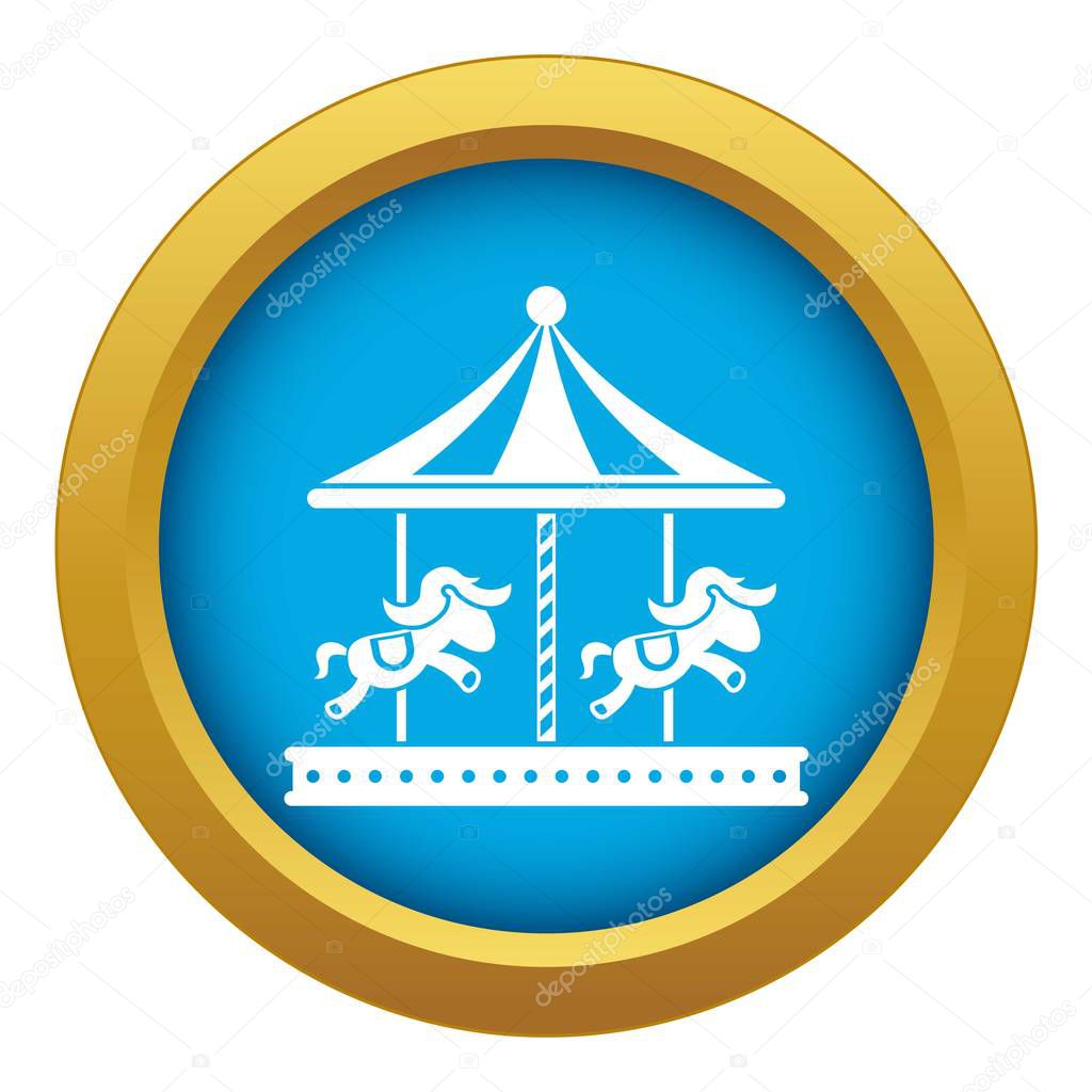Merry go round horse ride icon blue vector isolated
