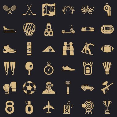 Aktif spor Icons set, basit tarzı