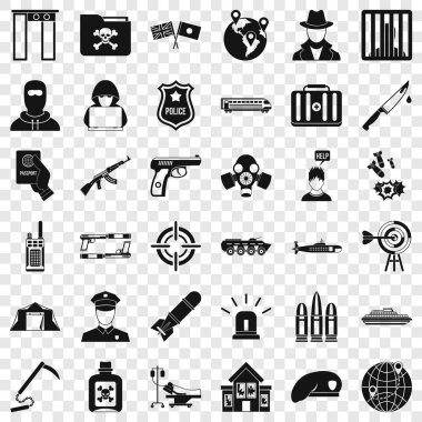 Antiterör organizasyon Icons set, basit tarzı