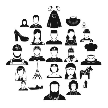 Şehirli Icons set, basit tarzı