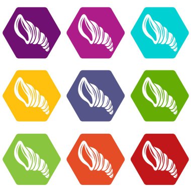 9 vektör sarmal kabuk Icons set