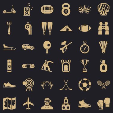 Aşırı spor Icons set, basit tarzı