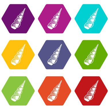 9 vektör uzun kabuk Icons set