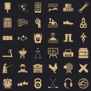 Spor Icons set, basit tarzı için aksesuarlar