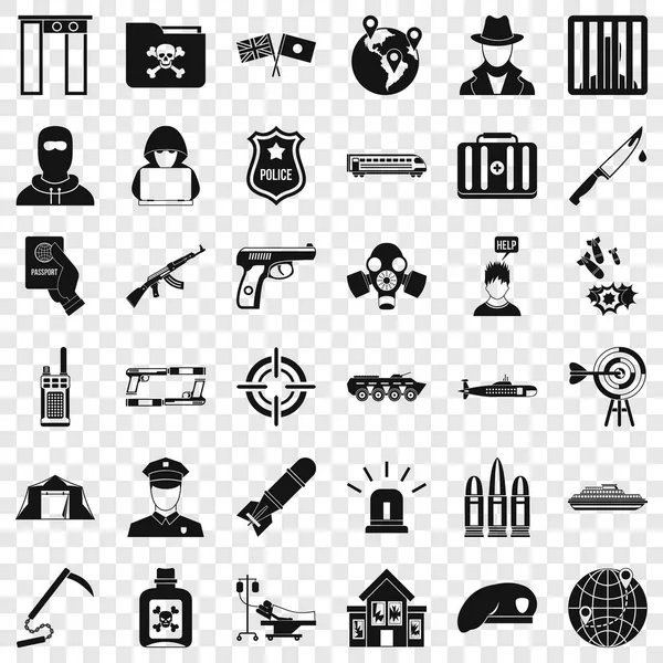 Conjunto de ícones de organização antiterrorista, estilo simples — Vetor de Stock