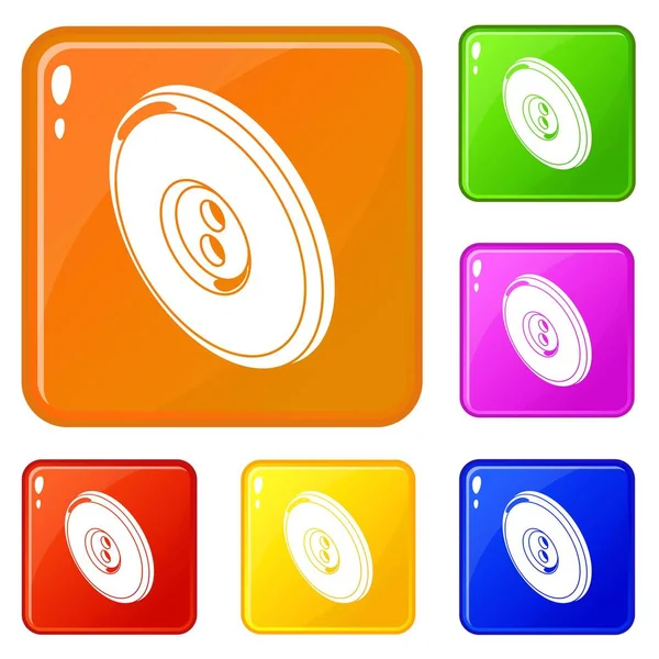 Round clothes button icons set vector color — Stock Vector
