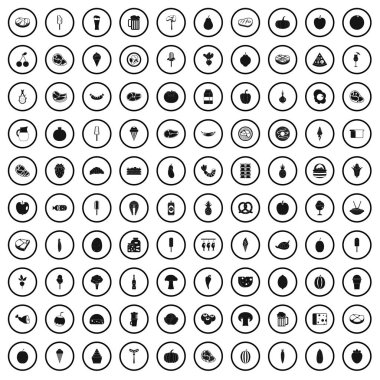 basit tarzda 100 gıda Icons set